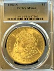 1881-S Morgan Silver Dollar $1 PCGS MS64 Nice Toning Choice BU Coin