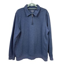 Croft Barrow Men's Size L Easy Care Heather Blue Quarter-Zip Pullover Sweater