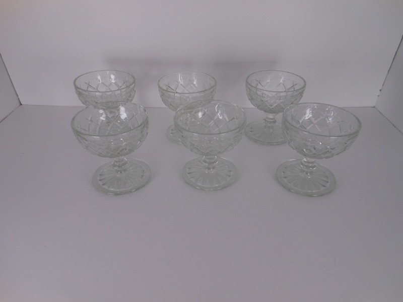 Anchor Hocking Waterford Waffle Clear Footed Sherbet set of 6