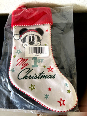 Disney Store MICKEY MOUSE My 1st First Christmas Stocking Holiday New +Tag