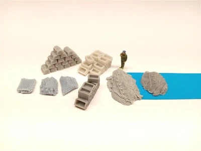 ANYSCALE MODELS oo gauge resin harbour quayside fish boxes/creels and nets 8pc 20S413