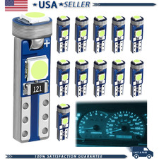 12pcs T5 Led Bulbs 74 73 37 2721 3030 Chips Ice Blue Dashboard Lights Cars