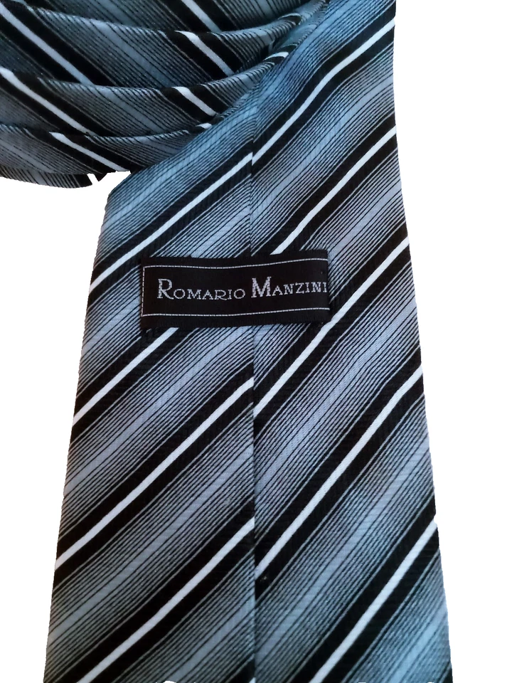Corbata de seda "Romario Manzini" gris/negro (talla adulto) Foto 2 de 3