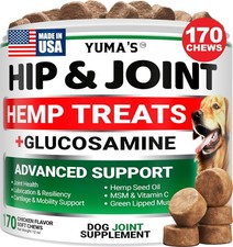 YUMA'S Hemp Hip and Joint Supplement for Dogs - Glucosamine for Dogs - 170 Joint