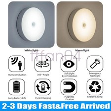 pack of 6 USB Rechargeable Motion Sensor Night Light for Cabinet Wardrobe Stairs