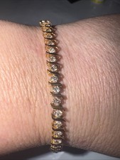 14K Gold Plate Diamond Tennis Bracelet 7.5” Tested Real Diamonds– Replaced Clasp