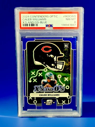 CALEB WILLIAMS - 2024 CONTENDERS OPTIC X's & O's BLUE RC 20/99 - PSA 8 - BEARS