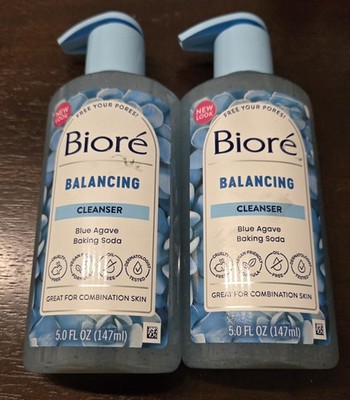 Biore PH Balancing Cleanser  for Combination Skin 5oz w/ Blue Agave Lot Of 2 New