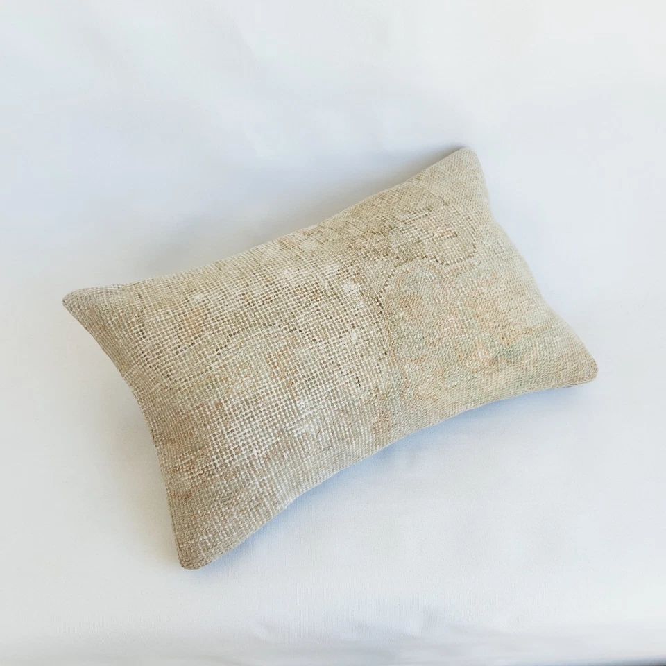 Vintage Handwoven Rug Pillow Cover , 12x20 in Boho Pillow - Image 3 of 4