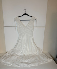 Madewell Sophia White Smock Midi Window Payne Check Flowy Silhouette Dress Sz M