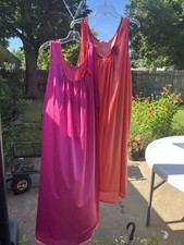 ONLY NECESSITIES Fuchsia Pink  Coral Silky Nightgowns Slveless 4X 72" BUST -2