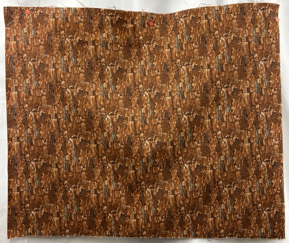 Lot 3 Brown FQs Quilt Shop Cotton Fabric 2 Tree Bark Prints and 1 Diagonal Plaid - Image 4 of 4