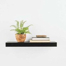Mainstays Black 18" Wood Floating Shelf, Rectangle, Hardware Included