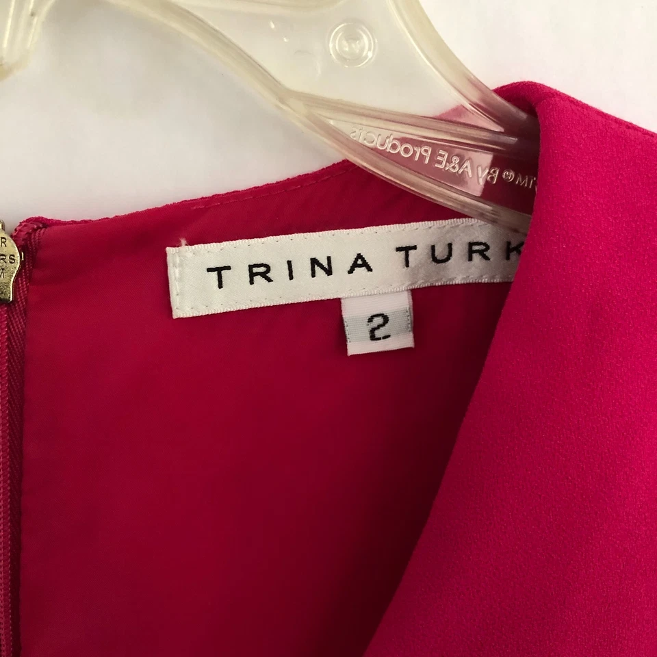 Trina Turk Zoria Mujeres Mameluco Rosa Caliente Talla 2 Sin Mangas Bolsillos Informal Fiesta Foto 4 de 4