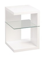Beistelltisch Couchtisch Nachttisch Weiß Hochglanz Sicherheitsglas 40 X 40 Cm