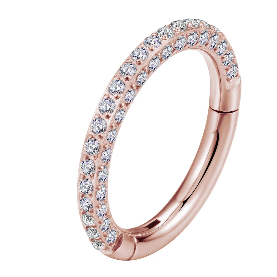 1,2mm Titan 3 Seiten Kristalle Clicker Segment Ring Glitzer Ohr Helix Piercing - Bild 4 von 4