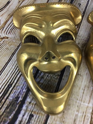 vintage bronze comedy & tragedy theatre masks made in india