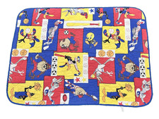 Vintage 90s Warner Bros Looney Tunes Baby Blanket Bugs Daffy Taz Tweety RARE