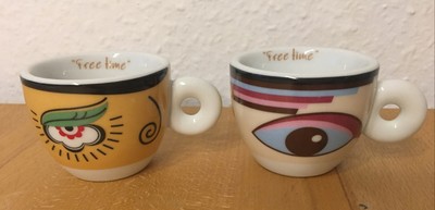 2x Espressotasse Magic Eye Collection Free Time 2 Motive SEHR GUTER ZUSTAND