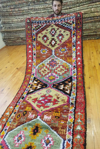 Primitive 1930-1940s Antique Wool Pile Kurdish Tribal Runner Rug 2’8”x 7’10” - Picture 9 of 11