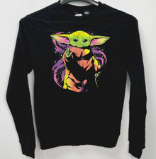 STAR WARS THE MANDALORIAN Black Long Sleeve Baby Yoda Sweatshirt Men's Small