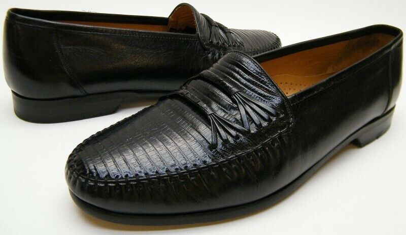 MENS MIGUEL ANGEL GENUINE LIZARD SKIN BLACK LOAFER SLIP ON DRESS SHOES 9.5~1/2 M MENS MIGUEL ANGEL GENUINE LIZARD SKIN BLACK LOAFER SLIP ON DRESS SHOES 9.5~1/2 M