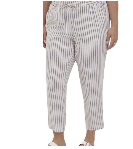 Torrid Women’s NWT Cream & Blue Striped Pants size 2 2X pull on elastic waist