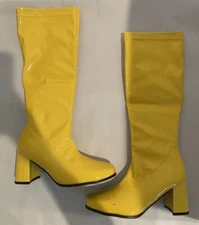Yellow Knee-High Go Go Boots US Size 5 Good Condition!