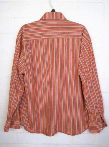 Linea Dome Men's Size XL Spice Striped Cotton Long Sleeve Button Front Shirt - Picture 3 of 5