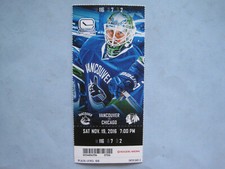 2016/17 VANCOUVER CANUCKS CHICAGO BLACK HAWKS NHL HOCKEY TICKET STUB RYAN MILLER