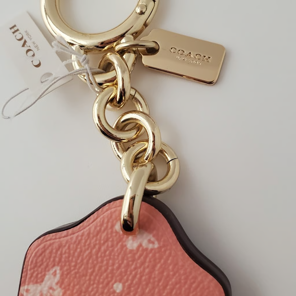 Coach Butterfly and Dot Leather Key Ring Blush Chalk F59863 | eBay
