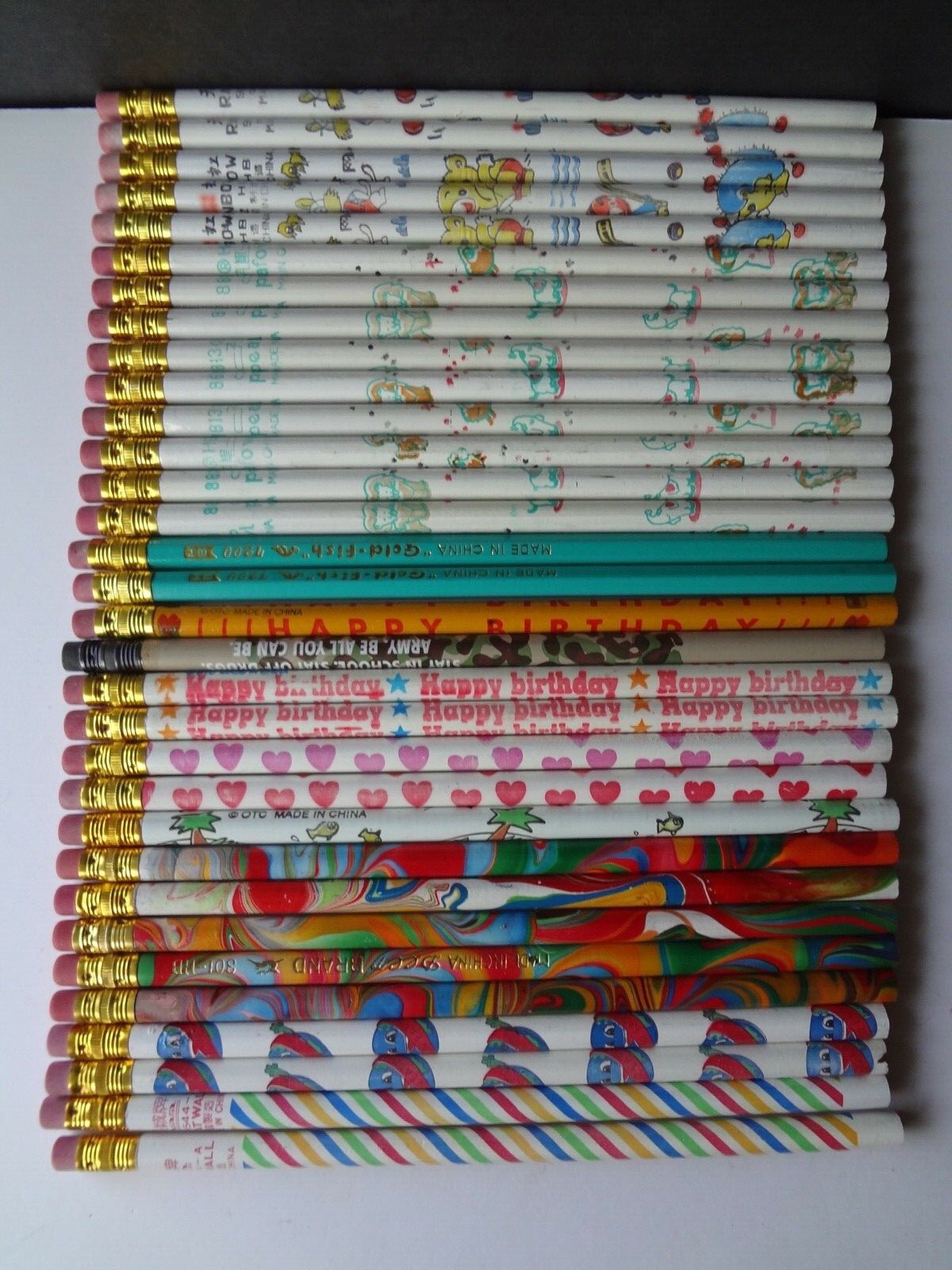 Vintage Pencils Unsharpened Various Brands Animals Characters B-Day Lot of 32-image