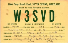 1947 W3SVD Silver Spring Maryland Ham Radio Amateur QSL Card Postcard Vtg