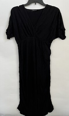 Mamalicious Maternity Dress Small Black Dolman Sleeve V Neck Knee Length Comfort