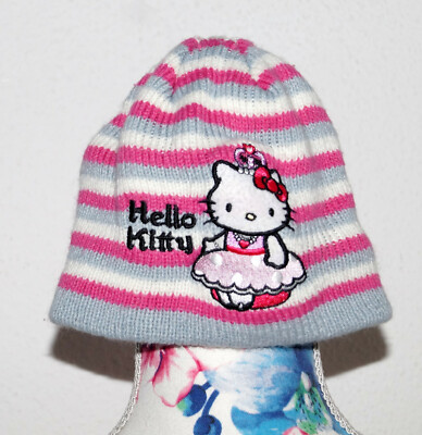 grau rosa Mütze Gr.ca.3-5 Jahre Hello Kitty