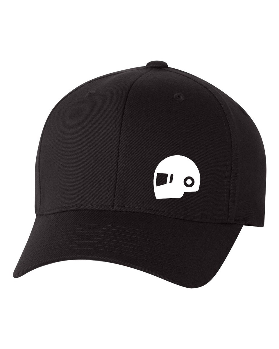 flat bill cap motorcycle helmet Baseball Pro Mini White Iron & Clover Mercantile MOTORCYCLE HELMET BIKE FLAT CURVED