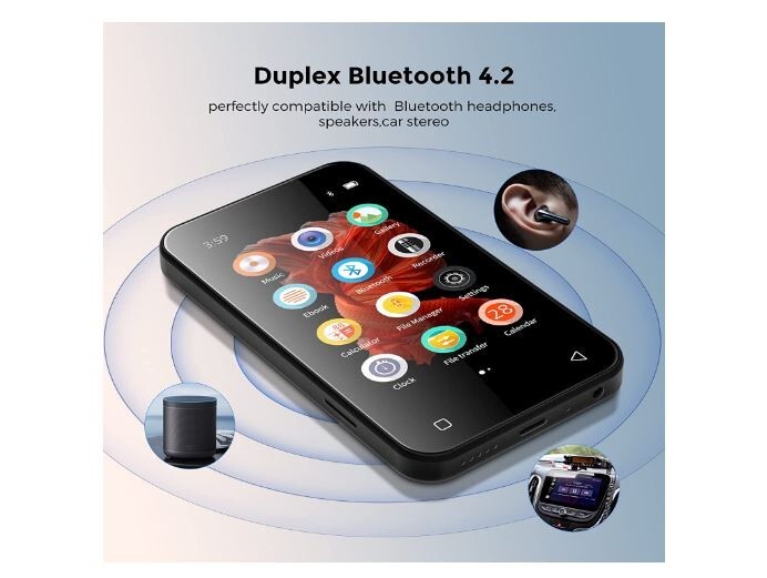 TIMMKOO MP3Player Mit Bluetooth 4,0 Zoll FullTouchscreen Mit