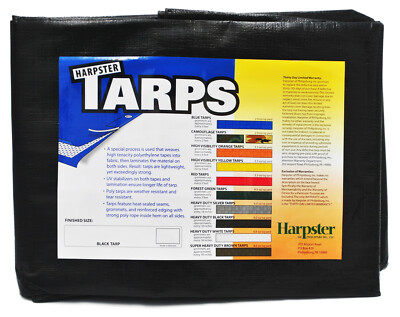 16' x 20' Black Heavy Duty Waterproof Triage Tarps Swimming Pool Cover Boat