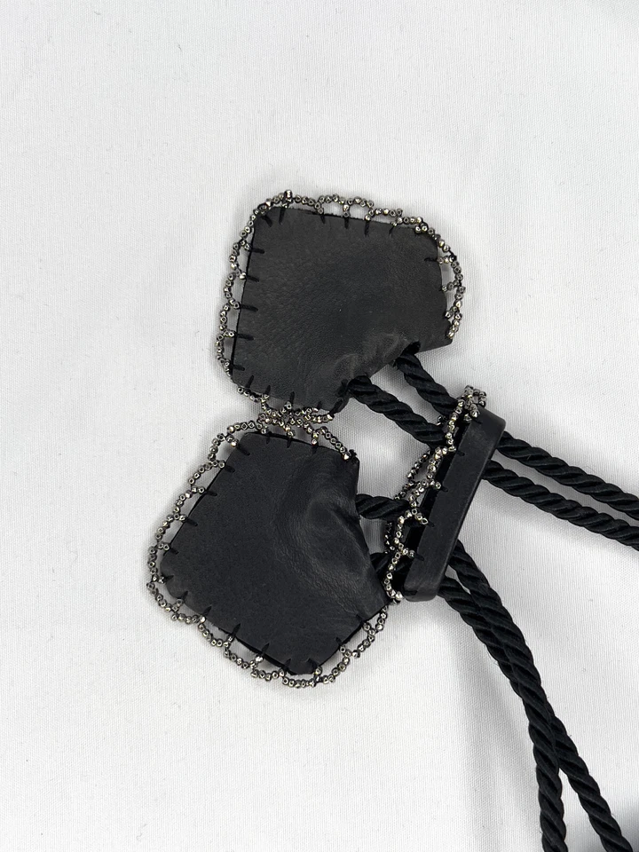 Antigua Cartera de Cuero con Cuentas de la década de 1910 con Cordón Cuentas Corte de Acero Fabuloso Estado Foto 3 de 4