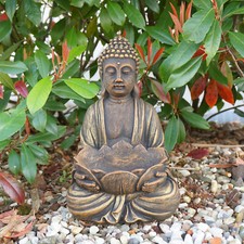 Buddha fiore di loto ciotola statua in pietra 30 cm 6 kg oro cemento bianco a...