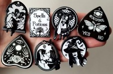 Acrylic Craft Pendants BLACK WHITE WITCH Halloween Witchcraft Jewellery Making
