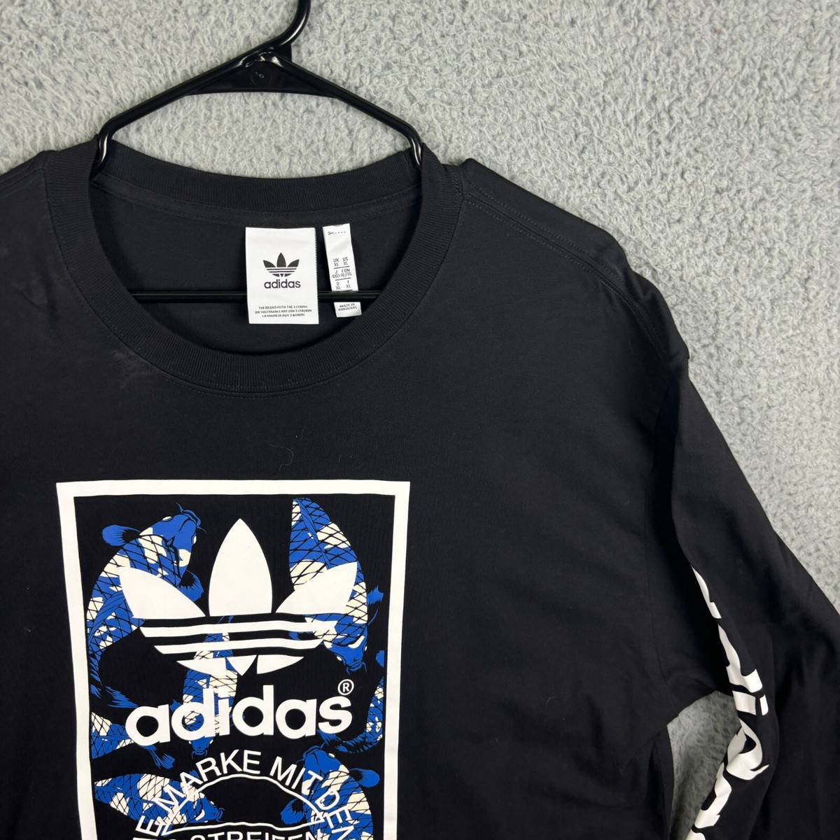 Adidas Men's Originals Koi Tongue Label Long Sleeve T Shirt Black