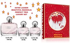 3 PC Estee Lauder BEAUTIFUL MAGNOLIA Perfect Trio Eau de Parfum Spray Set NIB