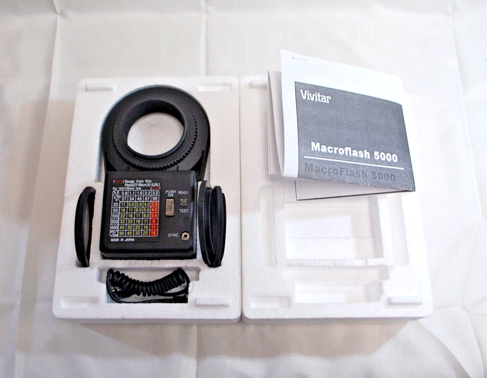 Vivitar Macroflash 5000 Ring Flash with Cable and 49, 52 & 55mm Rings   T1628 - Image 3 of 4