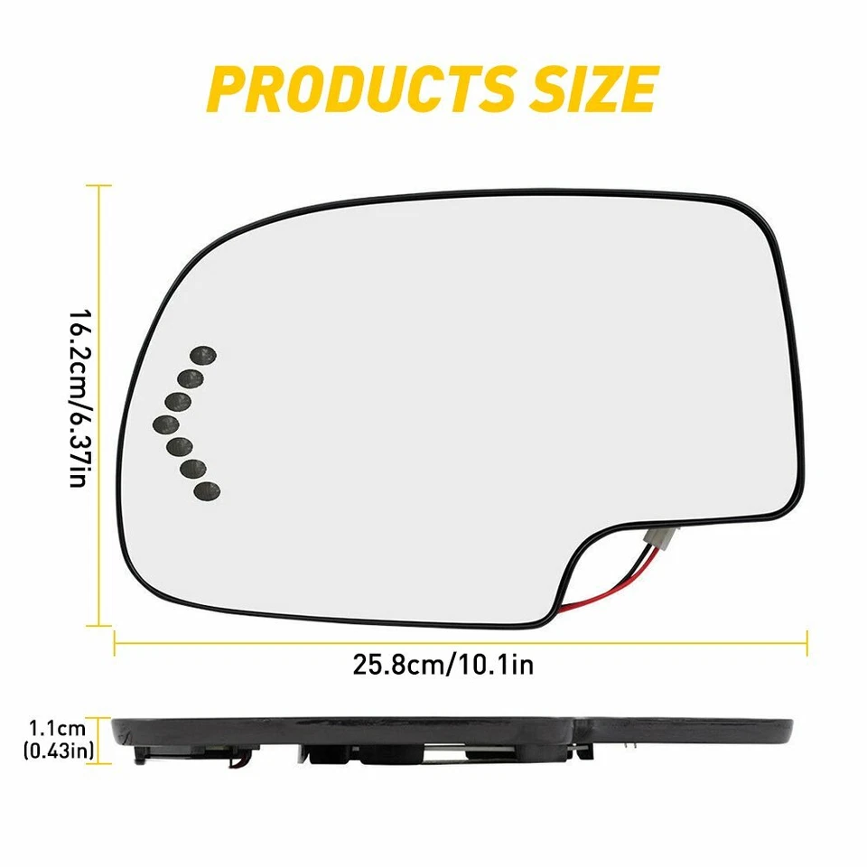Espelho de vidro aquecido sinal de seta lado do motorista LH para 2003-2007 Chevy GMC Cadillac - Imagem 4 de 4