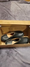 BORN Womens Black Leather Slip On Wedge Clogs Mules Shoes Sz 10 42 Nurse Teacher