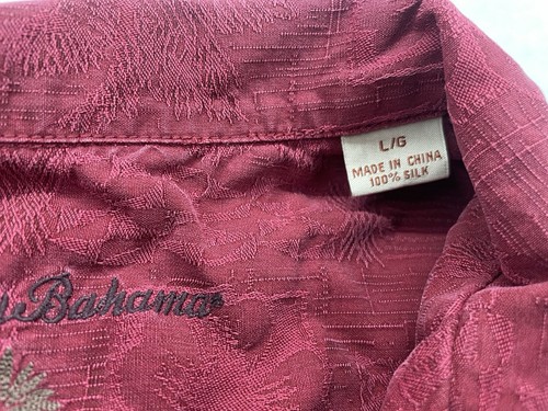 Tommy Bahama Shirt Mens Large Red Shakedown Hawaiian Silk Beach Button Up - Picture 3 of 6