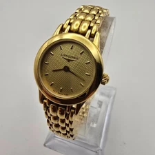 LONGINES LADIES GOLD PLATED WATCH SWISS QUARTZ WITH ORIGINAL BOX & SPARE LINKS.