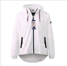 Tommy Hilfiger Rain Jacket Hoodie Windbreaker Women's Large 46 White - NEW