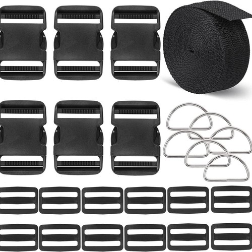 Juego de correas de hebillas de 2 pulgadas 6 yardas correas de nailon con 6 piezas de plástico rápido - Imagen 8 de 12